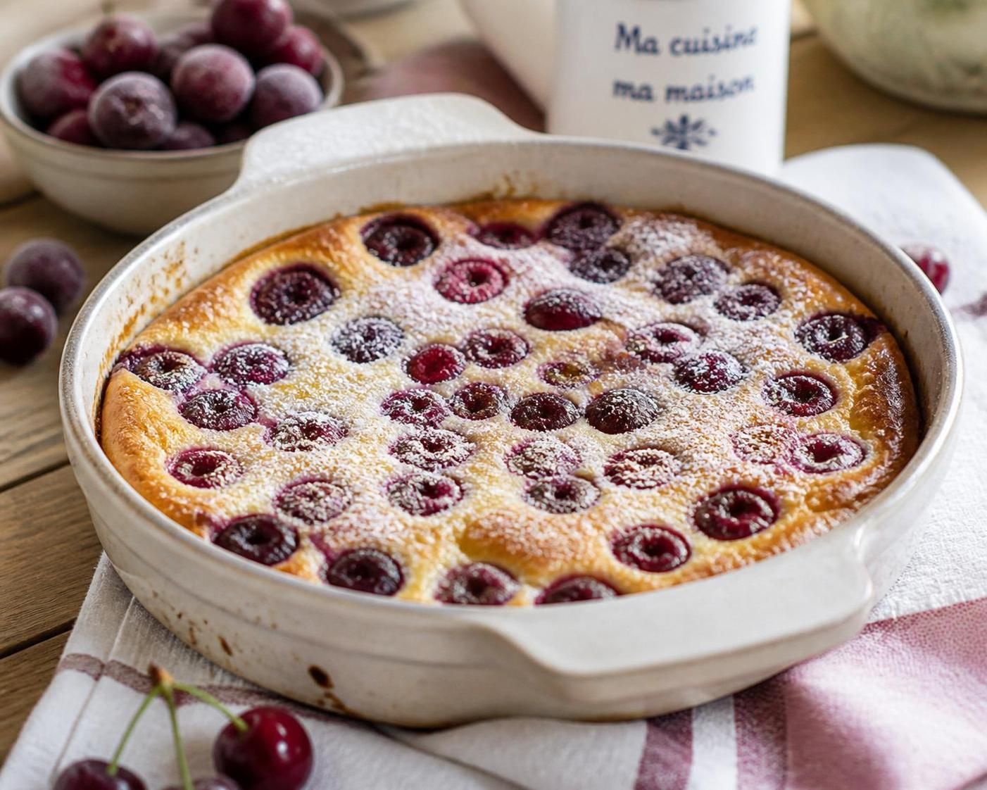 découvrez la recette facile et rapide d'un clafoutis aux cerises moelleux, parfait même avec des cerises congelées pour un dessert délicieux toute l'année.