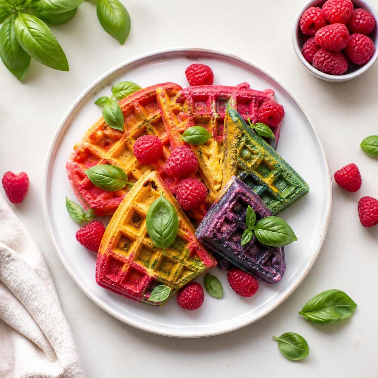 découvrez la recette des gaufres arc-en-ciel framboise-basilic, un mélange surprenant et coloré qui ravira vos papilles et émerveillera vos invités.