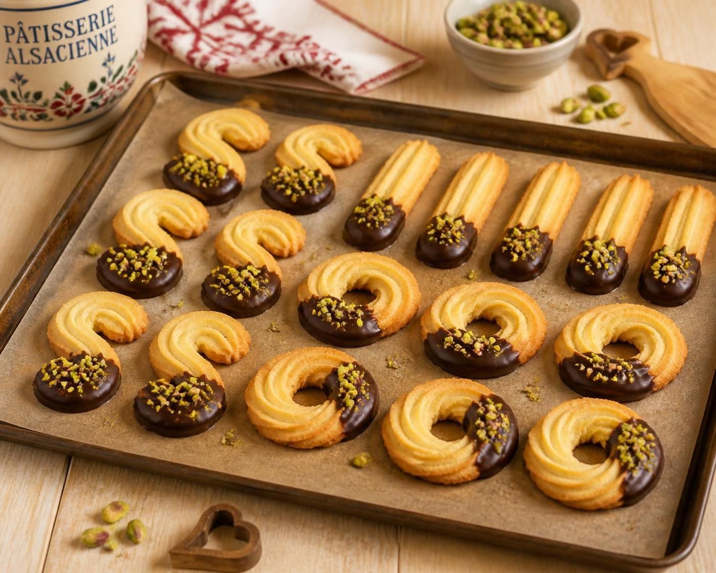 découvrez les spritz alsaciens, ces délicieux biscuits sablés réalisés à la douille, parfaits pour vos moments gourmands et festifs.