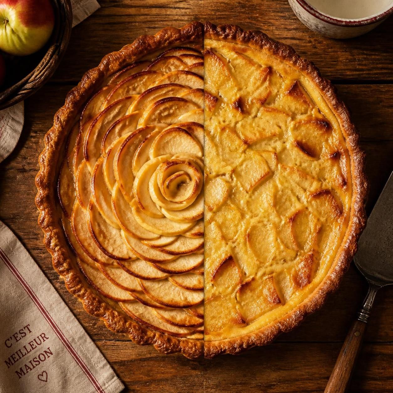 découvrez la recette classique de la tarte aux pommes accompagnée de sa délicieuse version normande, pour un dessert gourmand et authentique.