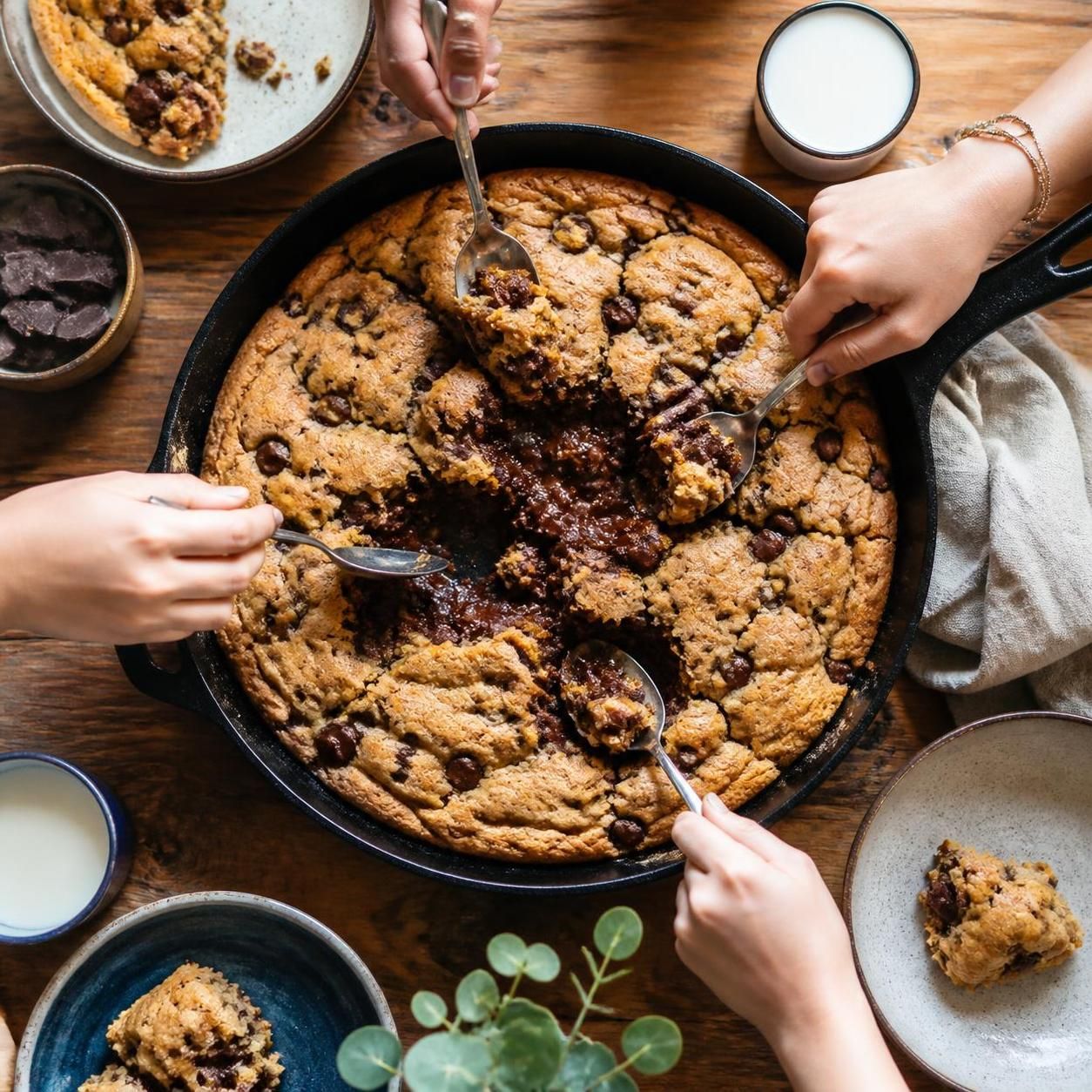 découvrez notre cookie géant moelleux aux pépites de chocolat, parfait pour partager un moment gourmand et convivial en famille ou entre amis.