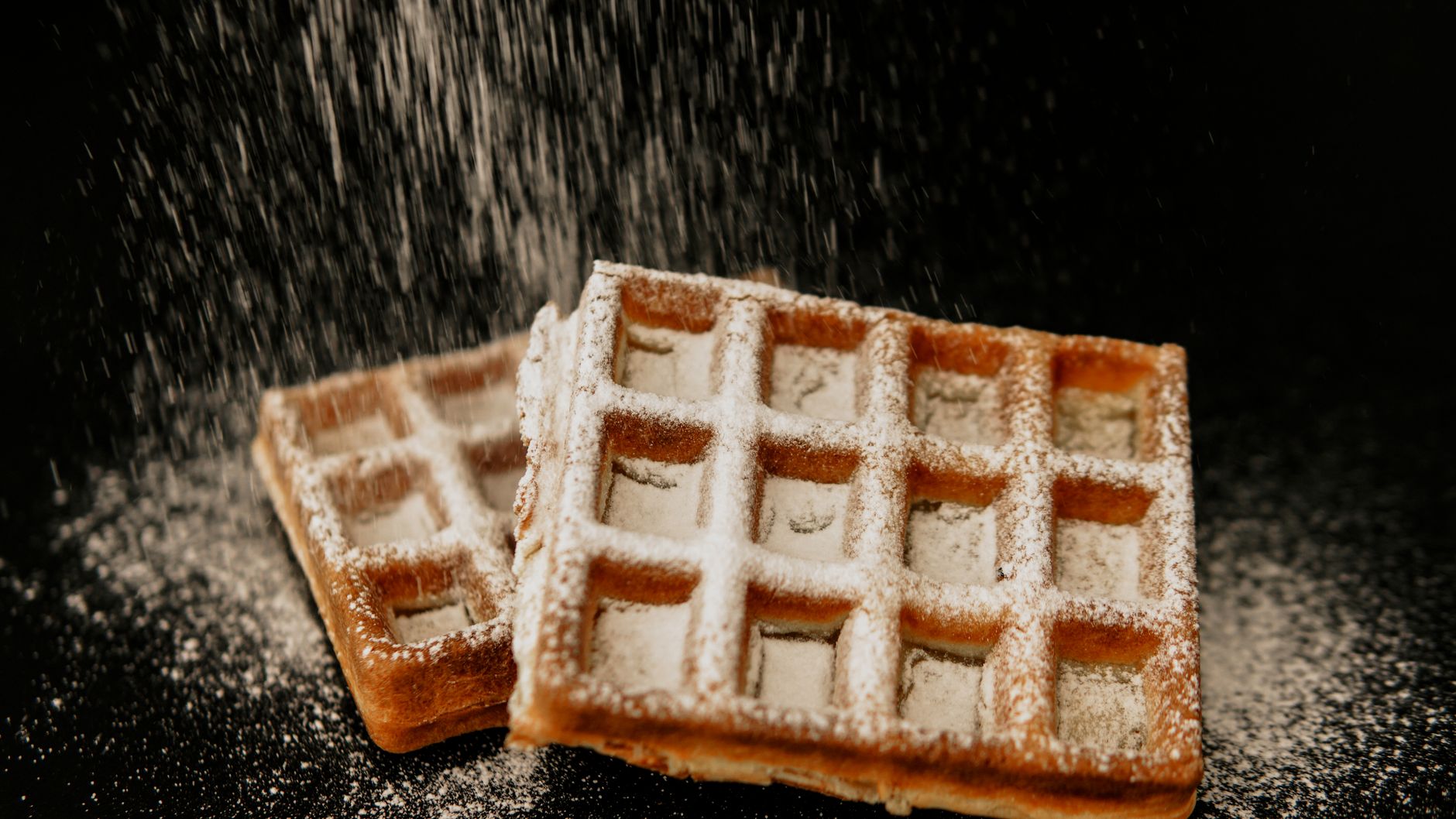 Les vraies gaufres de Bruxelles, — gaufres de Bruxelles avec sucre glace